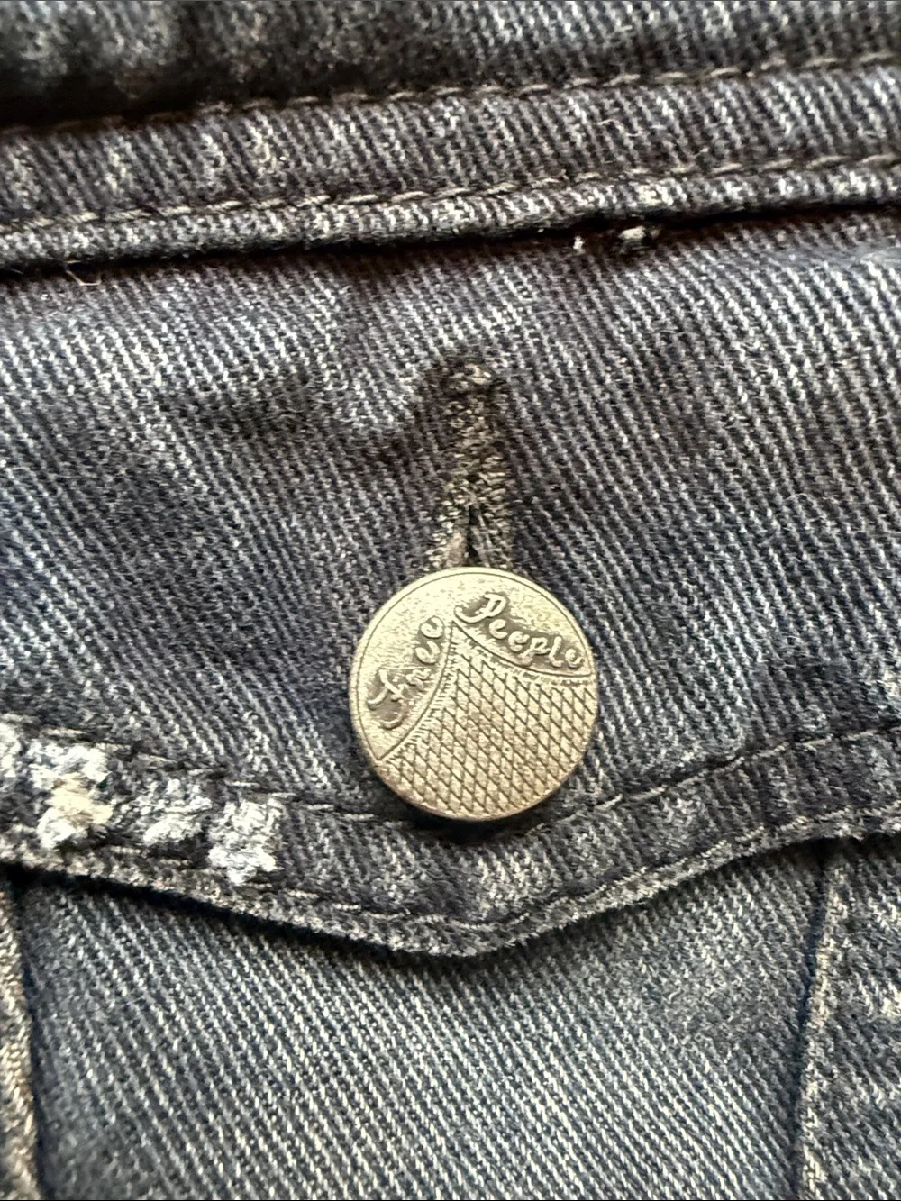 Free People Hooded Denim Jacket with Knit Sleeves - Gray/Black - Picture 5 of 10